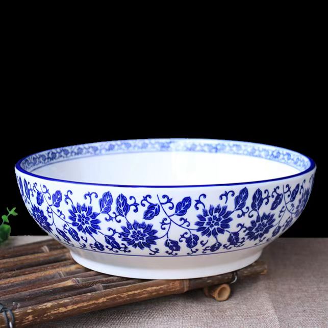 1个装青花瓷12英寸大碗超大号酸菜鱼碗家用中式大汤碗陶瓷和面盆