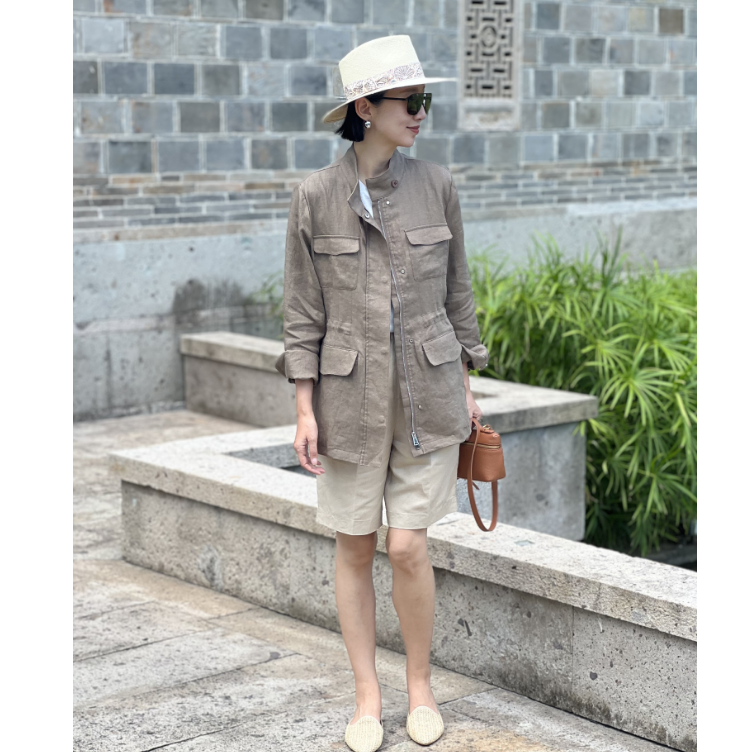（YY推荐）薄款旅行者显瘦时尚休闲百搭复古宽松设计感减龄女士外套