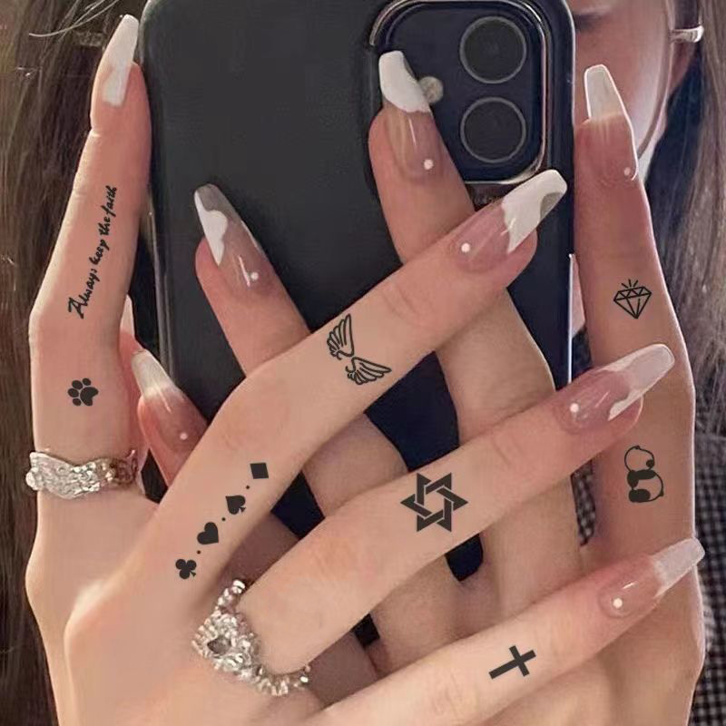 草本果汁纹身贴半永久不反光ins风手指贴防水持久仿真果汁纹身贴