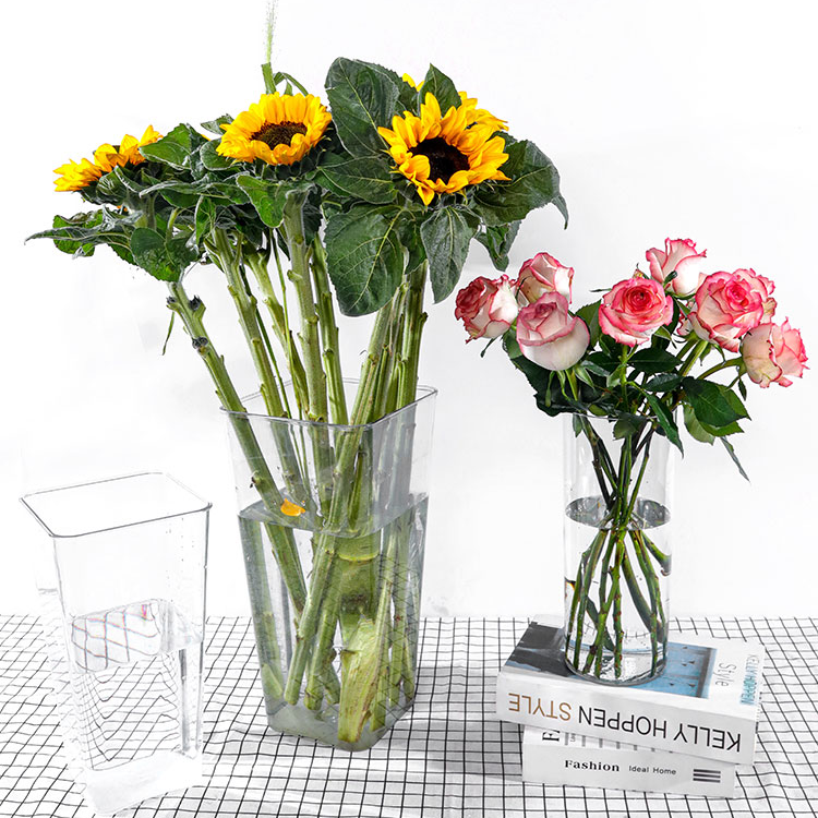 轻奢亚克力醒花桶花店泡花专用塑料养花桶家用透明大号防摔花瓶