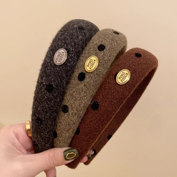 法式高级感毛呢高颅顶发箍气质甜美波点头箍女新款百搭发卡