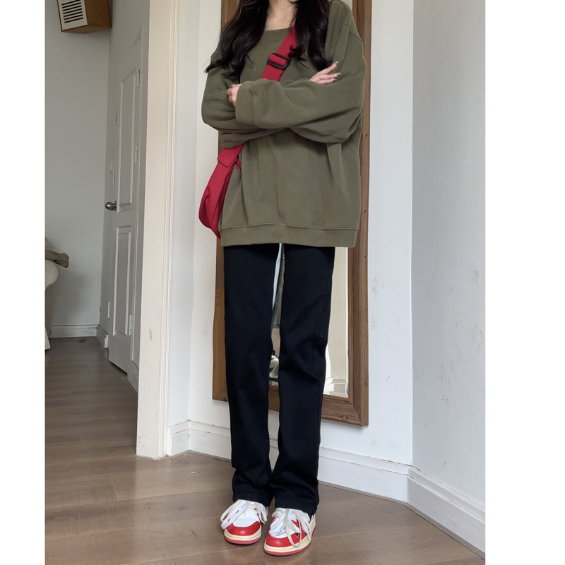 黑色窄版牛仔裤女爆款2025年新款秋冬小个子直筒显瘦窄版阔腿裤子