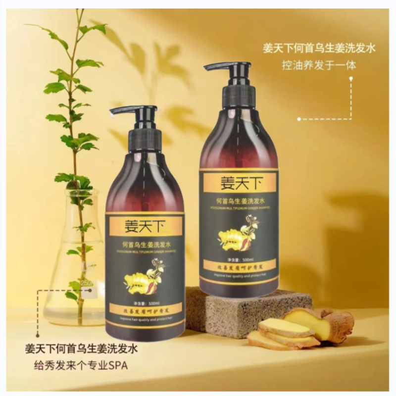 姜天下何首乌生姜去屑洗发水控油止痒留香洗发露到手2瓶狂欢节