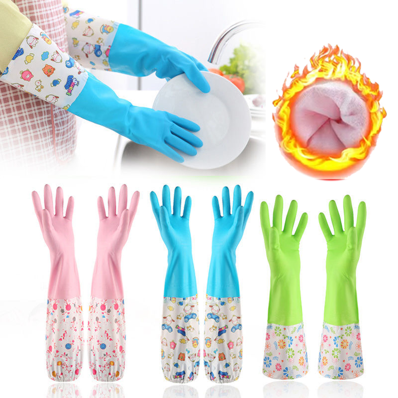 加绒洗碗手套女厨房加厚橡胶洗衣服专用防水耐磨家务清洁耐用冬天