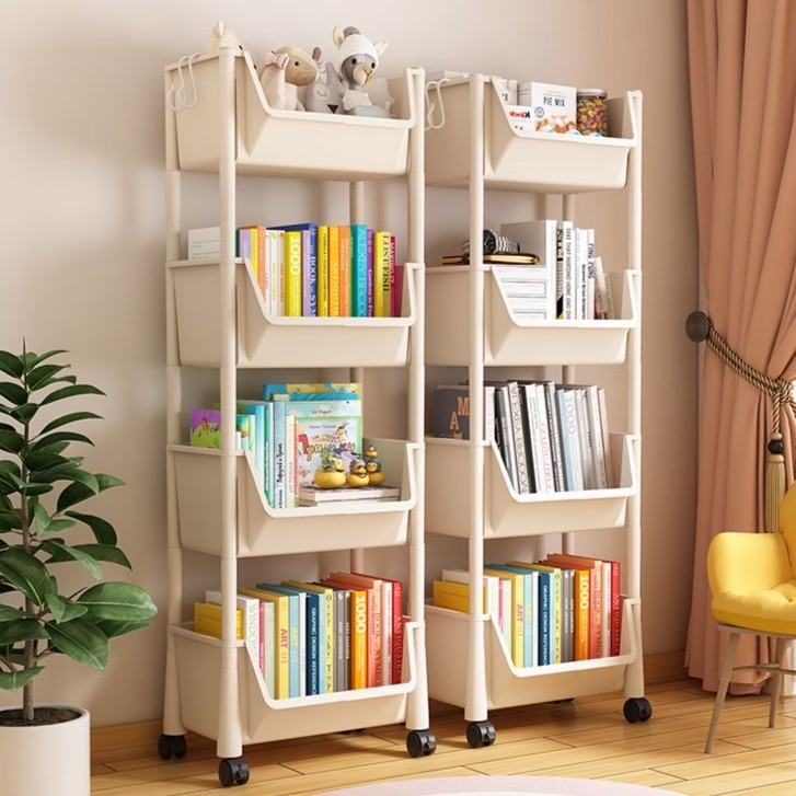 可移动书架置物架儿童玩具收纳架家用落地简易客厅桌下零食架卧室