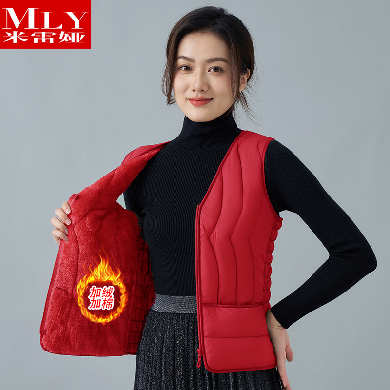 2025女士秋冬新款加绒棉马甲加厚大码中老年内穿保暖棉服马夹背心