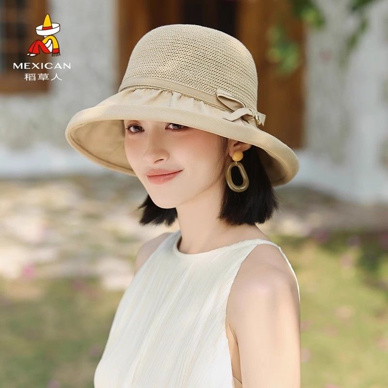 Mexican/稻草人遮阳帽子女春夏优雅时尚渔夫帽出行透气防晒太阳帽