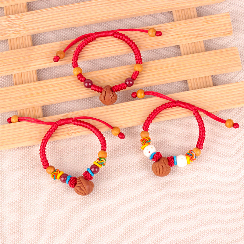 纯手工编织宝宝手链绳儿童端午压惊婴幼新生儿猪惊本命年红绳生肖