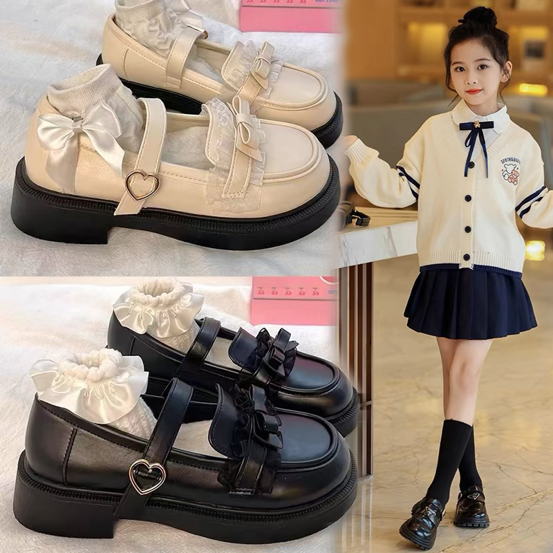 女童皮鞋2025春季新款软底蝴蝶女孩公主鞋中大童女玛丽珍演出单鞋