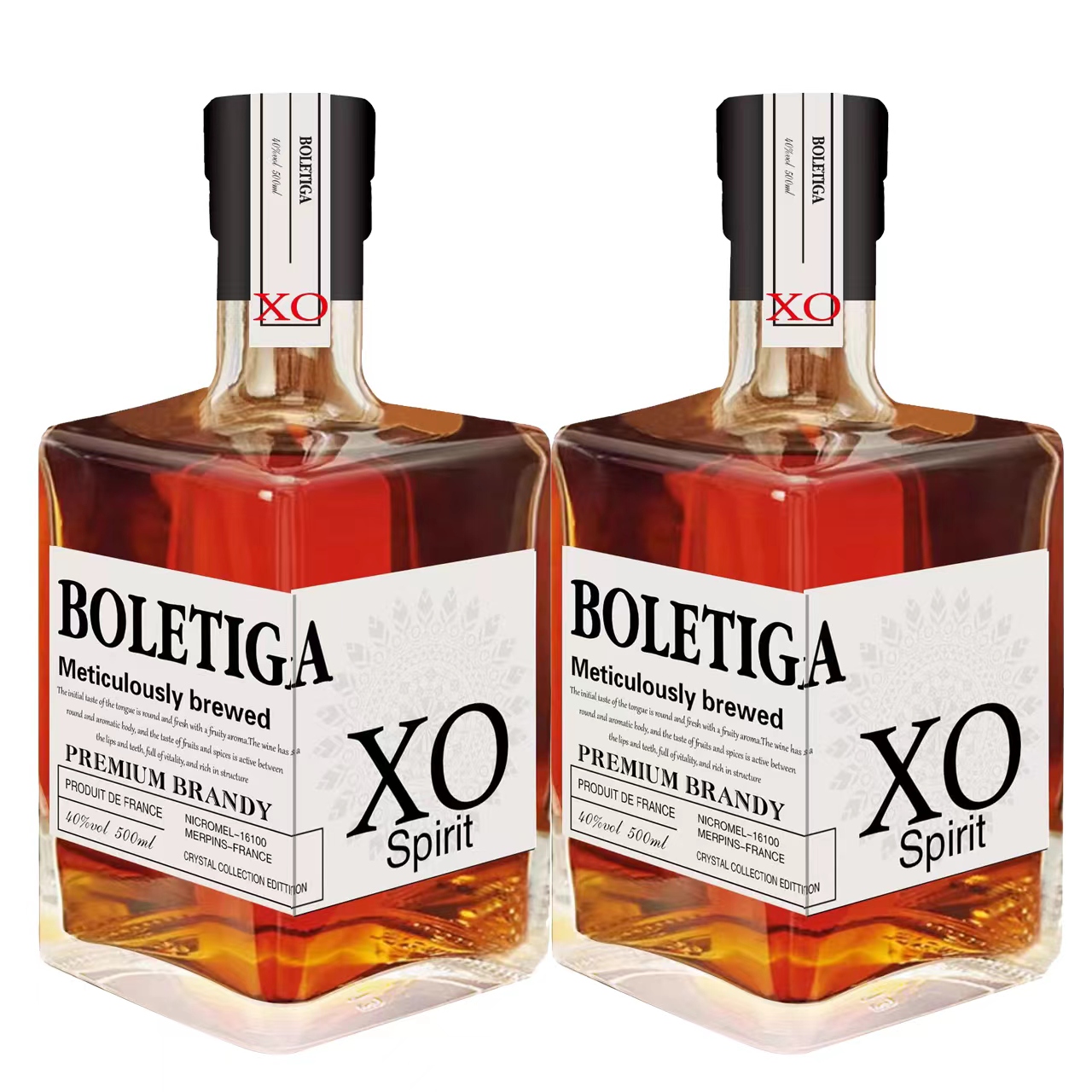 洋酒白兰地XO40度500毫升水晶典藏版聚会收藏小酌微醺