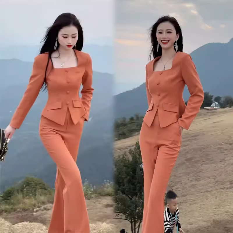 富家千金修身高级感小洋装名媛气质高端西装裤子职业套装女