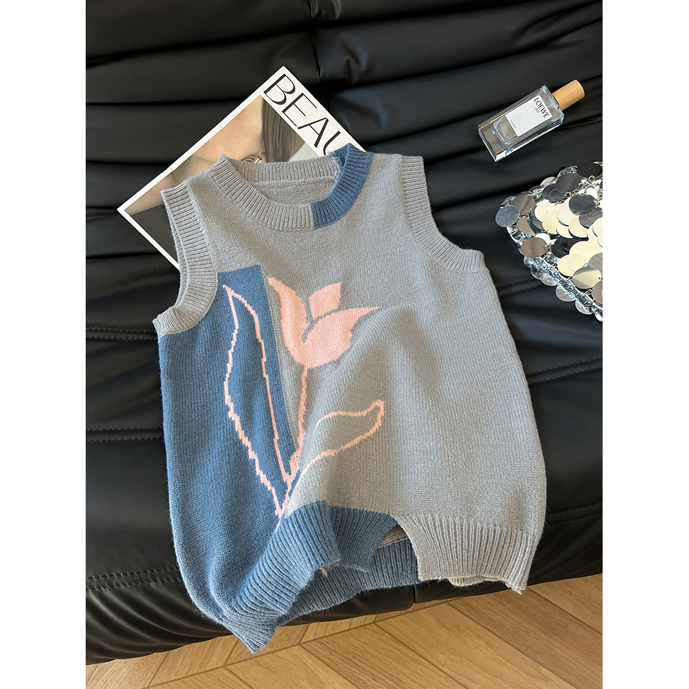 简直不要太好看，墙推！叠穿~！手工钩花秋季别致百搭针织衫马甲背女