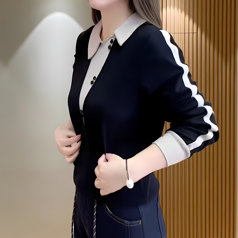 保暖打底衫上衣2024冬季新款纽扣拼接设计感显瘦百搭洋气时尚上衣