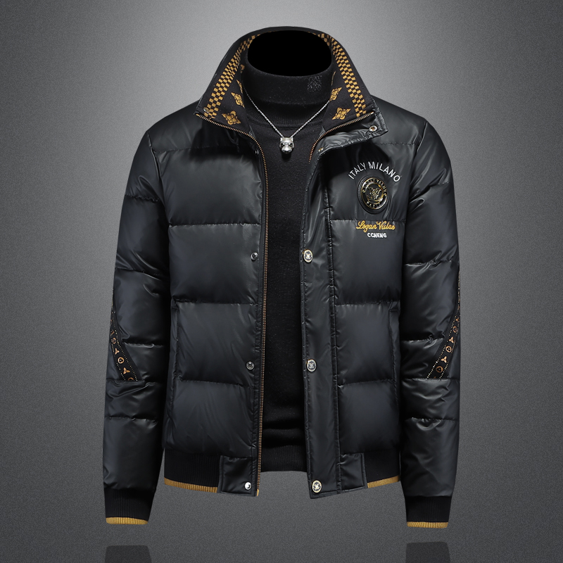 高端欧货立领加厚男士羽绒服冬季2025新款潮流免洗保暖短款外套男