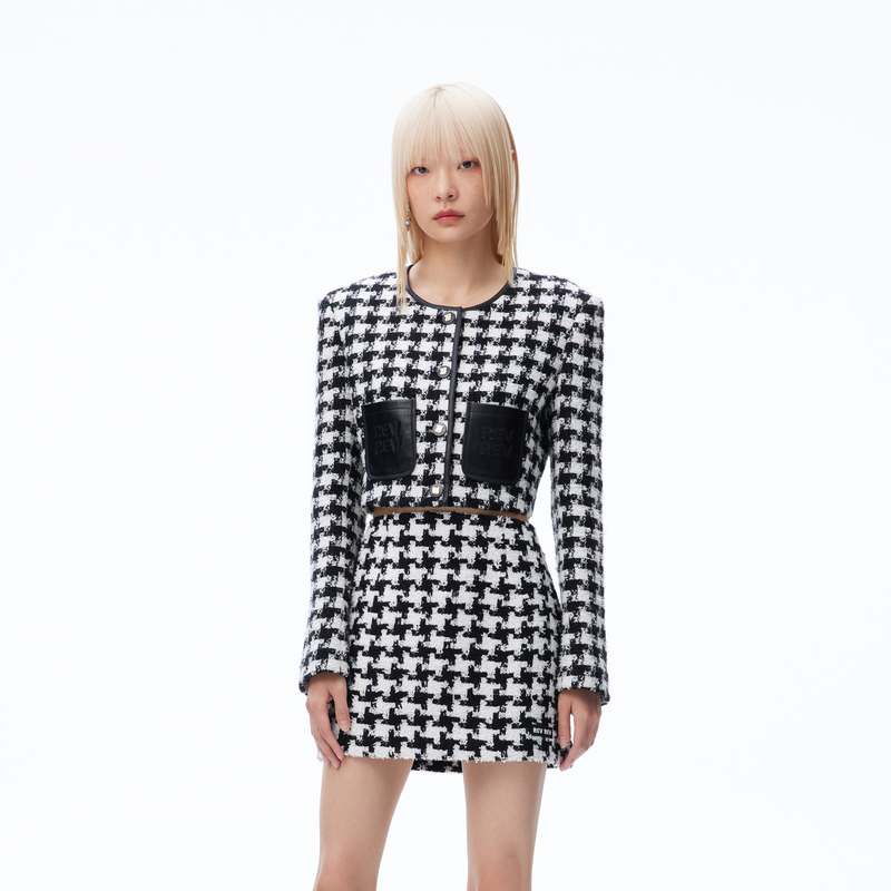 REVAN芮范复古风千鸟格短外套RN70105243