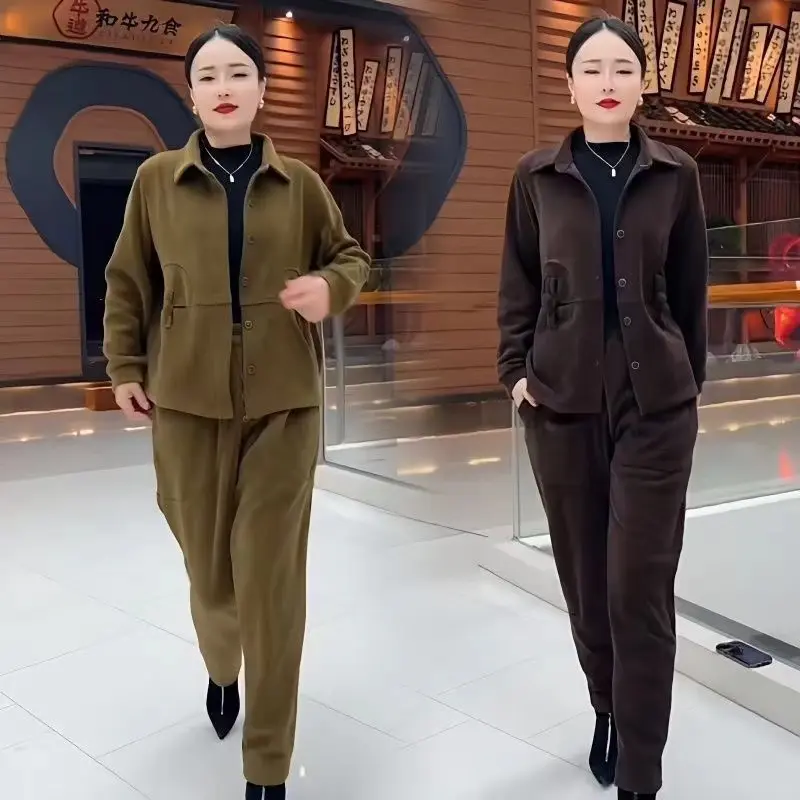 #642秋季上衣 裤子套装盘扣时尚百搭宽松洋气套装