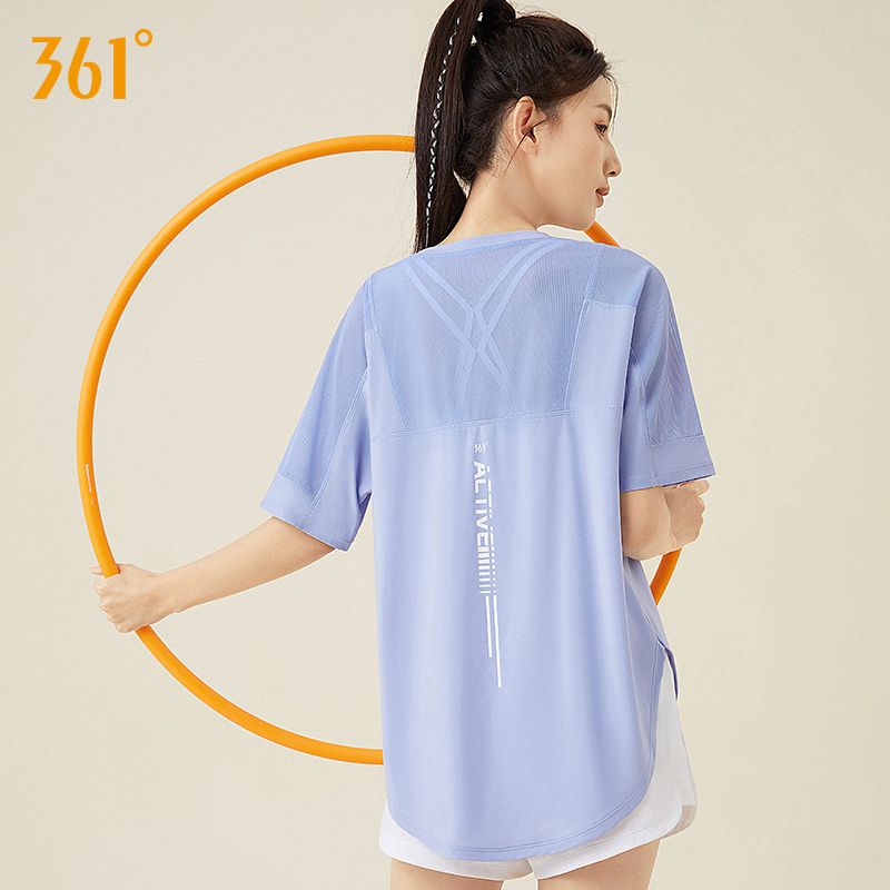 361°健身服女新款夏季跑步瑜伽服短袖运动t恤宽松大码运动上衣