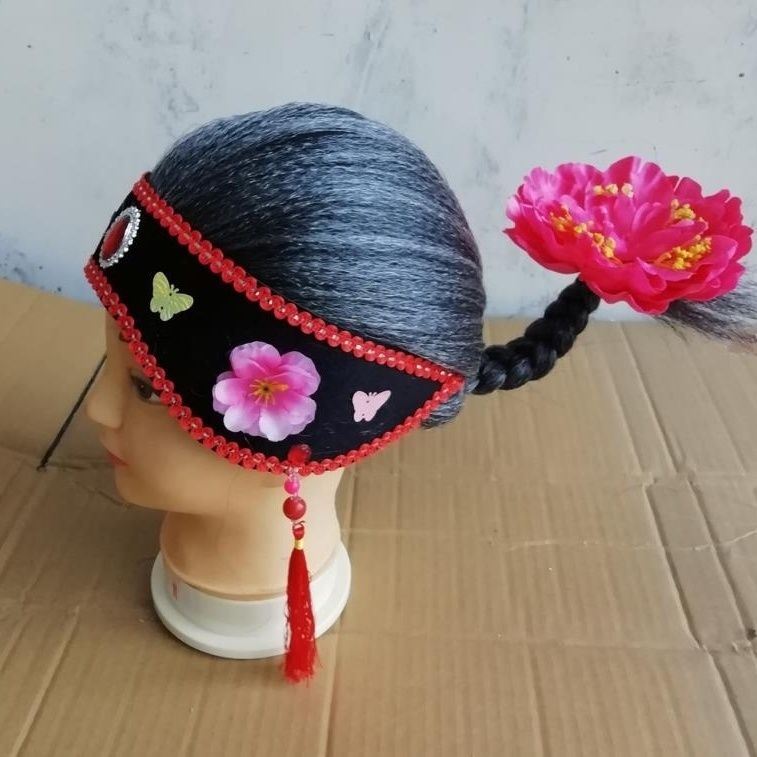 媒婆帽子古装老太婆头套演出服老奶奶头套丑角头套媒婆翘辫头套