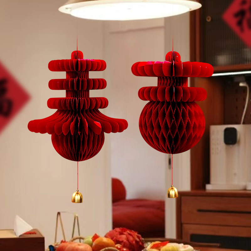 新年立体春字灯笼挂件2026马年蜂窝球装饰品房门壁挂春节过年布置