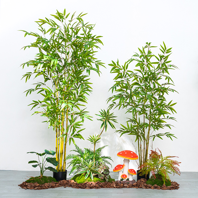 仿真竹子绿植造景隔断屏风假竹子挡墙室内室外装饰楼梯拐角造景