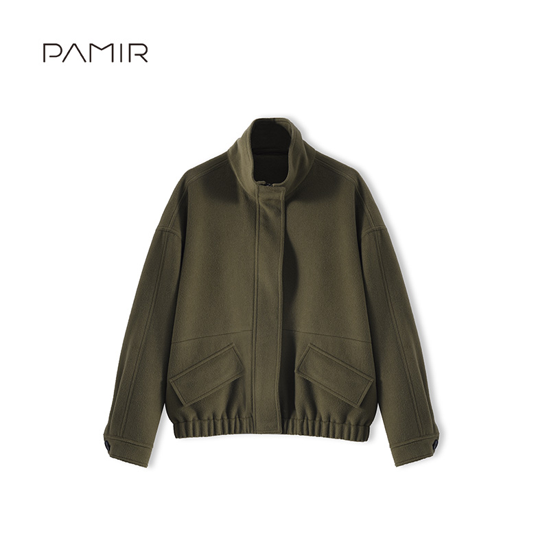 【叶可可】PAMIR秋冬新款女高领小骆驼绒短款毛呢外套 HT059