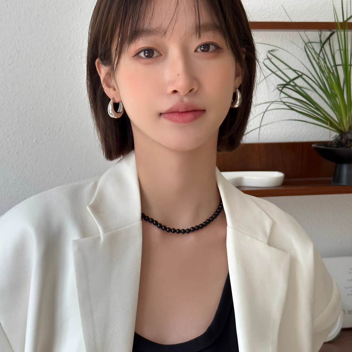 铜合金耳饰 水滴耳环女小众设计感高级素圈耳钉耳扣金色耳圈耳饰