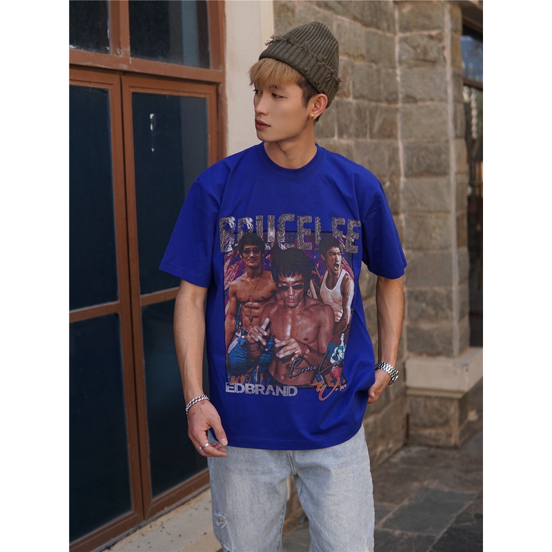 香港电影李小龙周边潮流纯棉短袖宽松圆领复古美式t恤男女同款