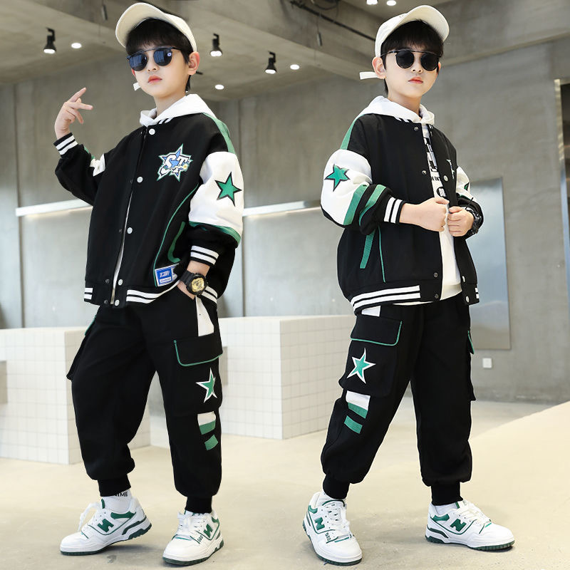 男童春秋套装2025新款中大童儿童棒球服外套休闲两件套洋气炸街套