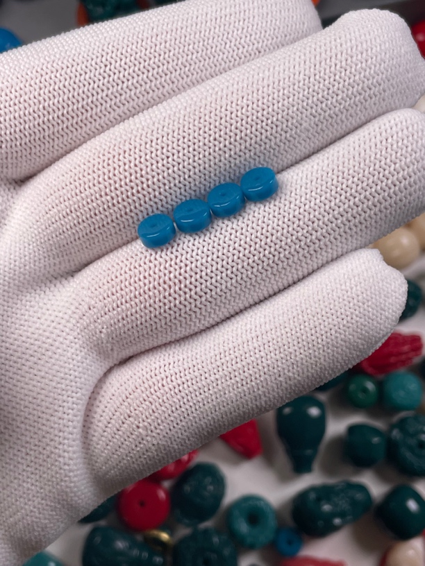 雪巴琉璃暴力蓝色直切隔片手工迷你项链孔道精修