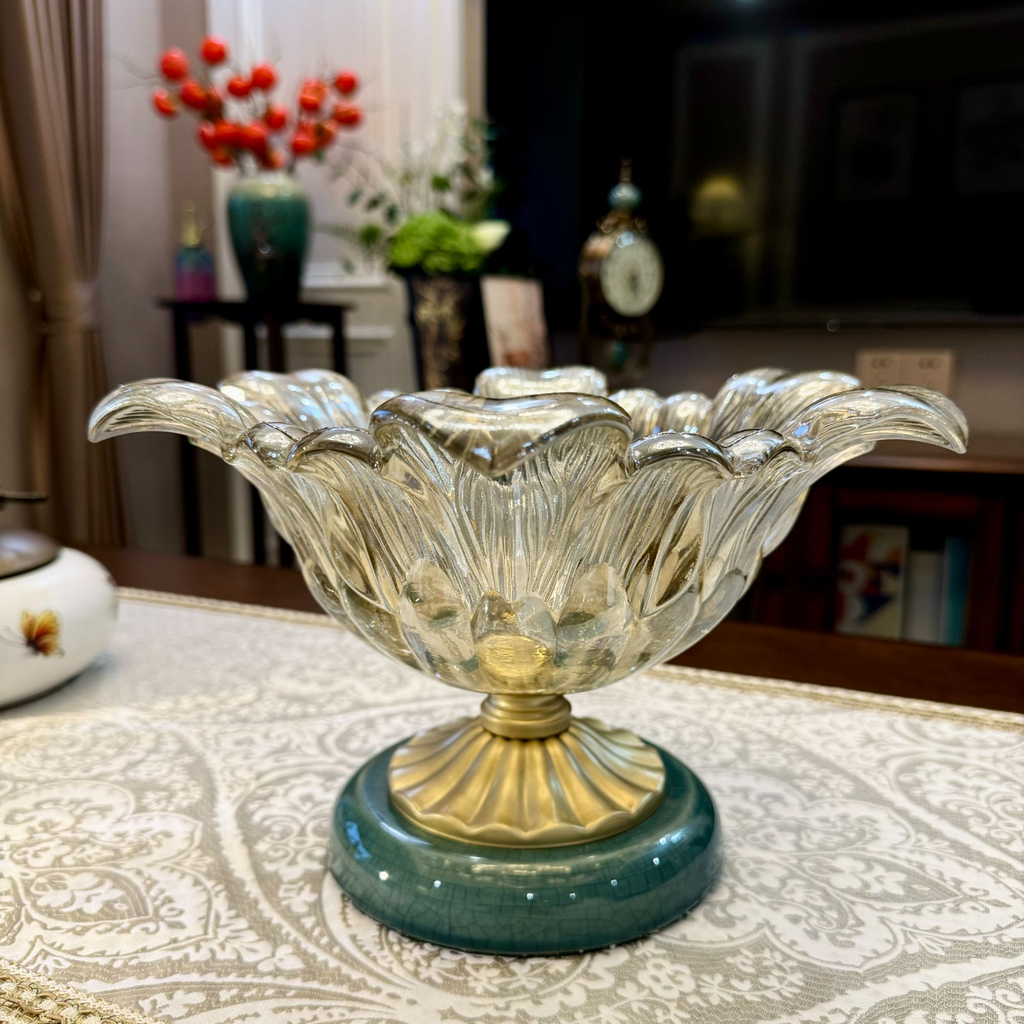 轻奢陶瓷玻璃果盘茶几装饰水果盘糖果盘干果盘客厅餐桌样板间摆件