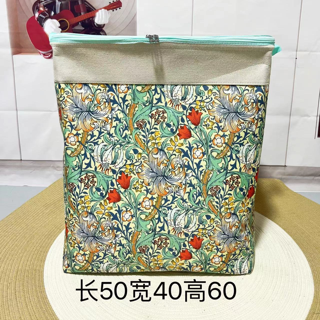 120升【双拉链升级钢圈】金百合【带防潮盖】家用大容量搬家用收纳袋