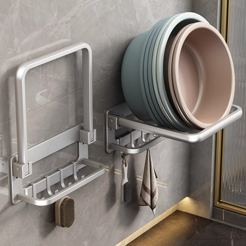 脸盆架壁挂式卫生间置物架浴室盆子折叠收纳架免打孔洗脸盆架盆架