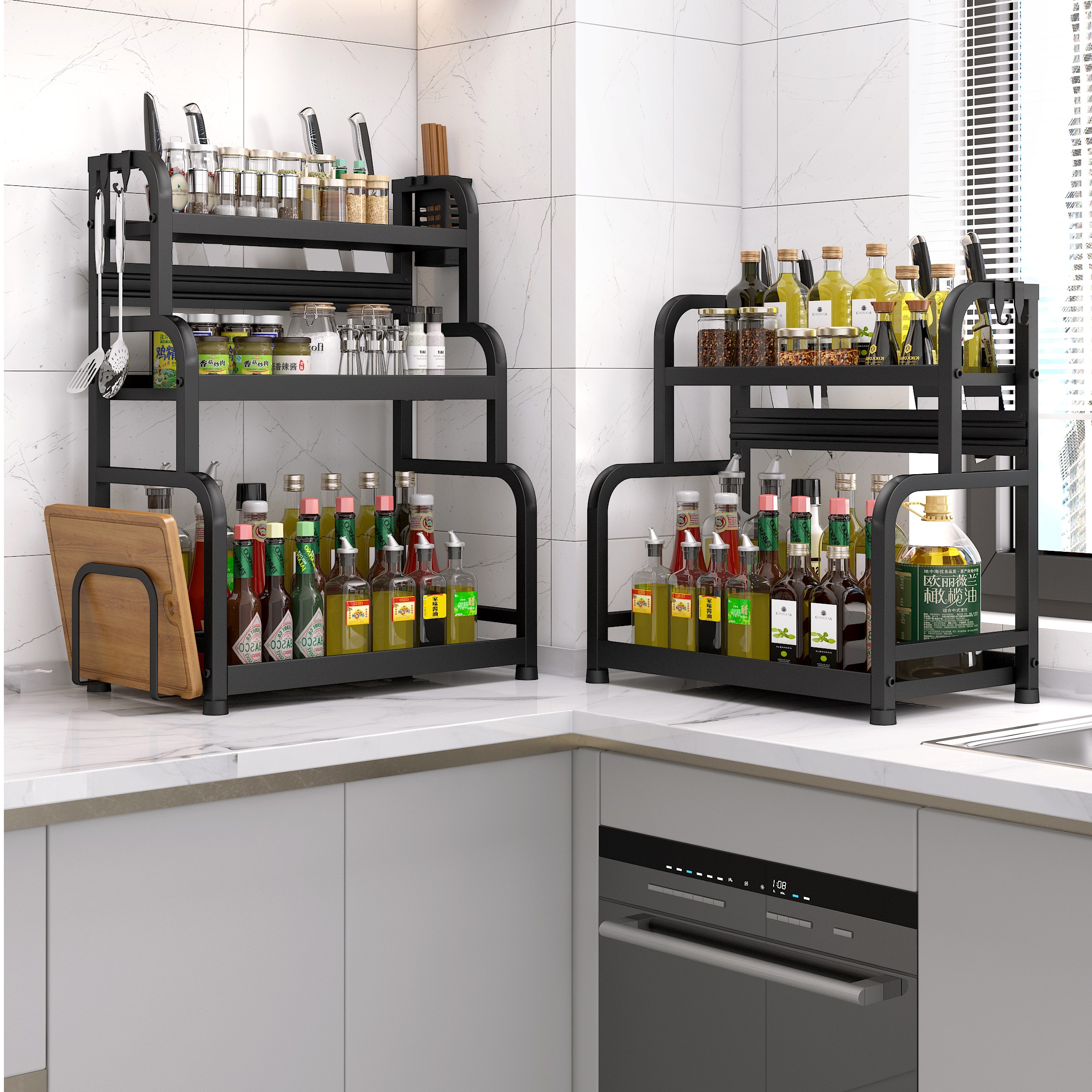 厨房置物架台面多功能调味料架用品刀架筷子收纳家用大全落地多层