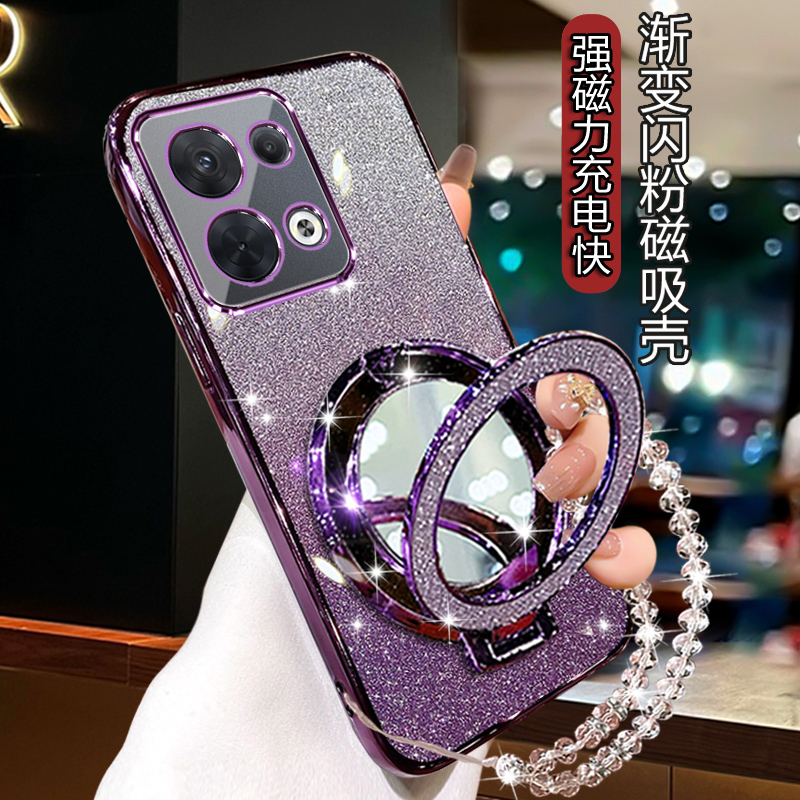 opporeno95g手机壳女新款OPPOReno9pro网红补妆镜por高级PGX110套