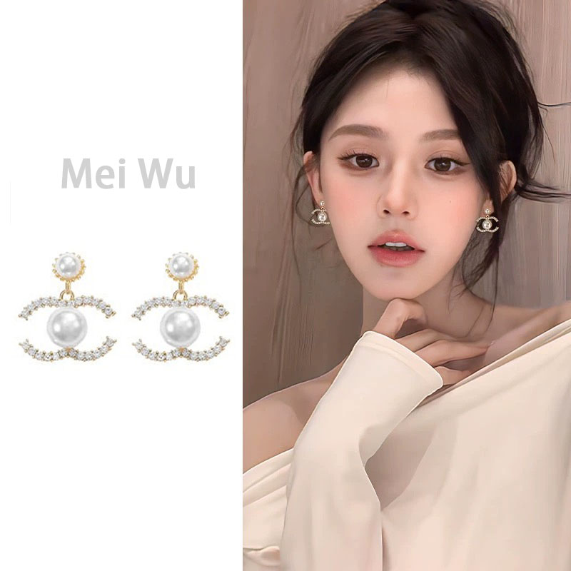 合金耳饰 小香风气质耳钉法式耳环轻奢复古百搭耳饰925银针饰品女