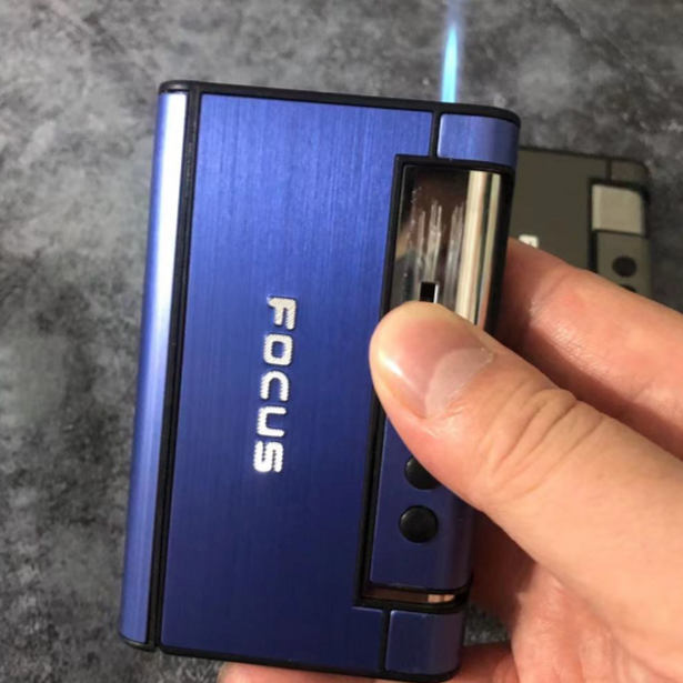 新潮流个性二合一一体防压防潮自动弹出充气打火机便携刻字礼品款