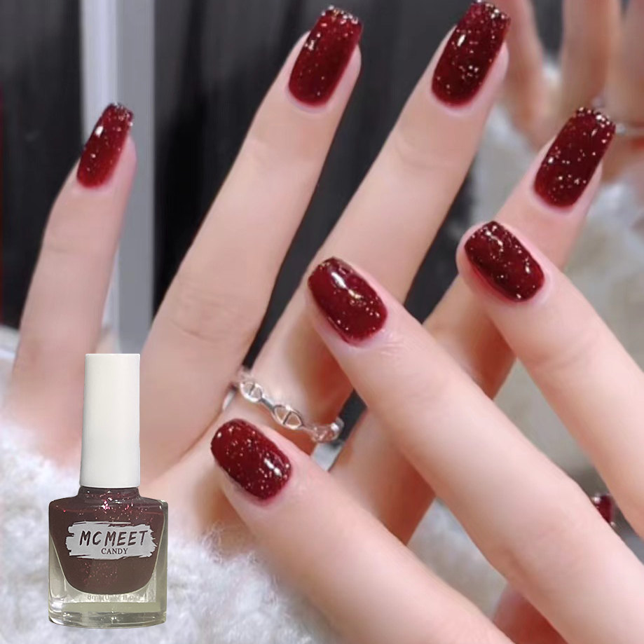 闪耀红显白不可剥免烤快干持久不掉色防水网红美甲油流行脚趾甲油