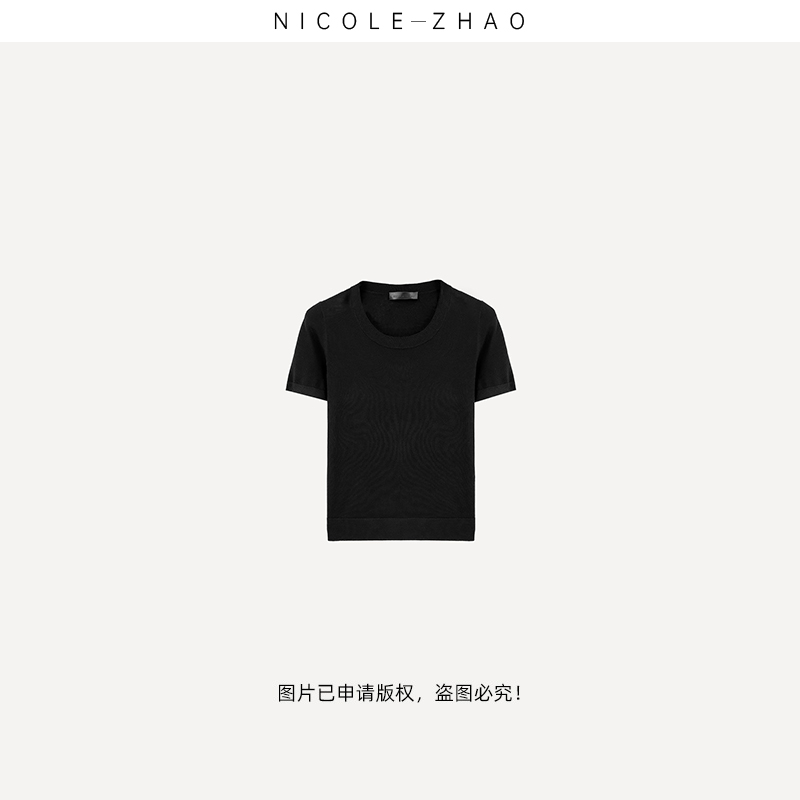 NZ2243/NZ2241【贵姐NICOLE】高端春季圆领纯色T恤U领短袖白色