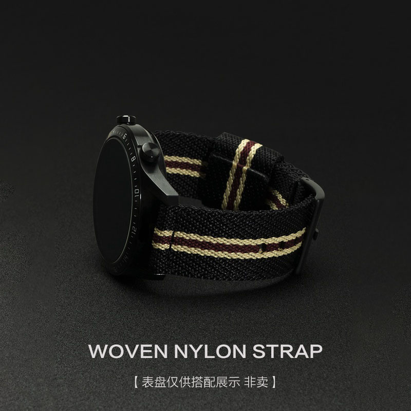 华为gt3加厚复古帆布手表带男GT2透气编织带20/22mm通用Watch3Pro