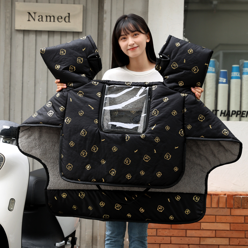 亲子款电动车挡风被冬季加绒加厚儿童防水电瓶摩托防风罩四季通用