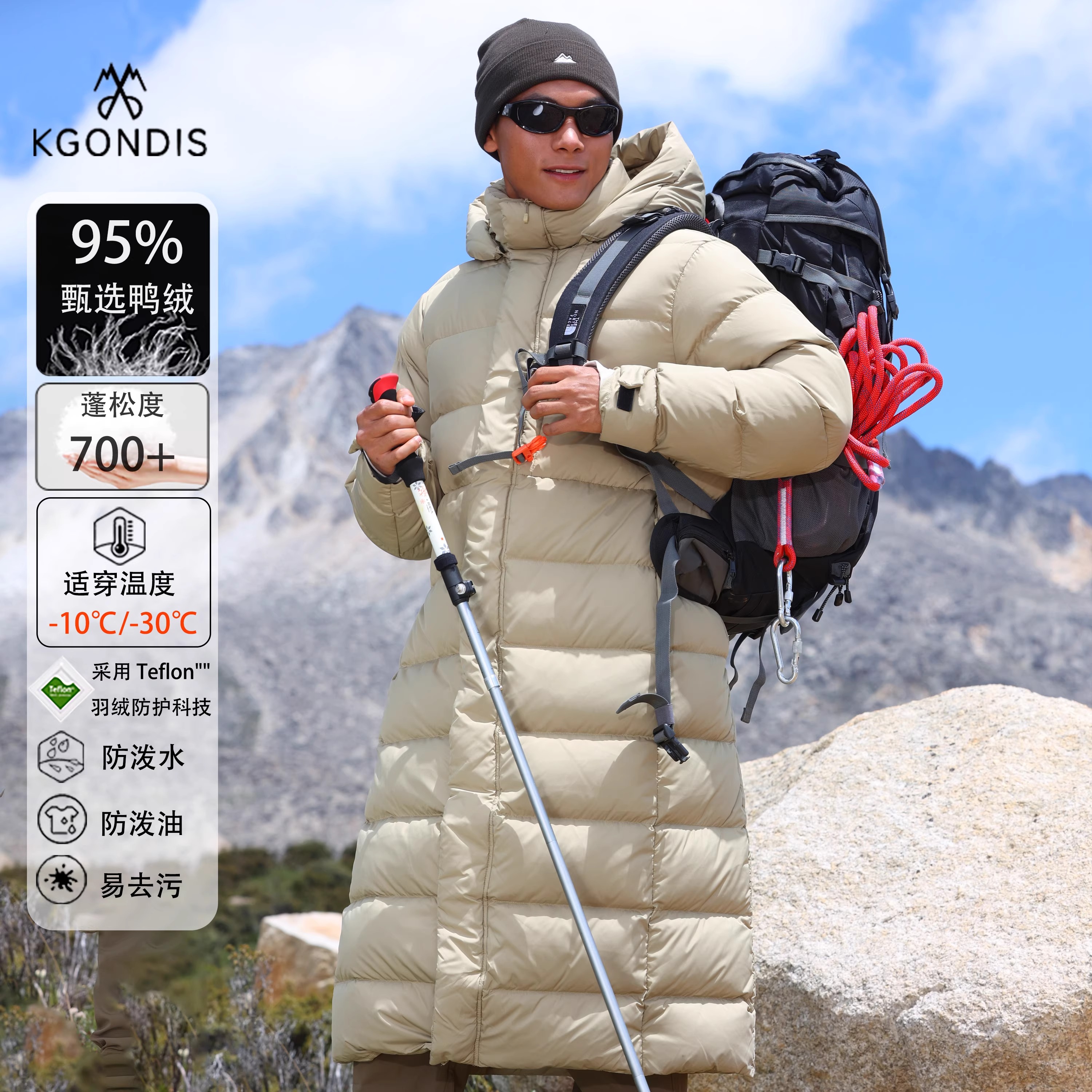 GUNDIS冈狄斯2025新重磅400g95白鸭绒长款羽绒服极寒保暖情侣外套