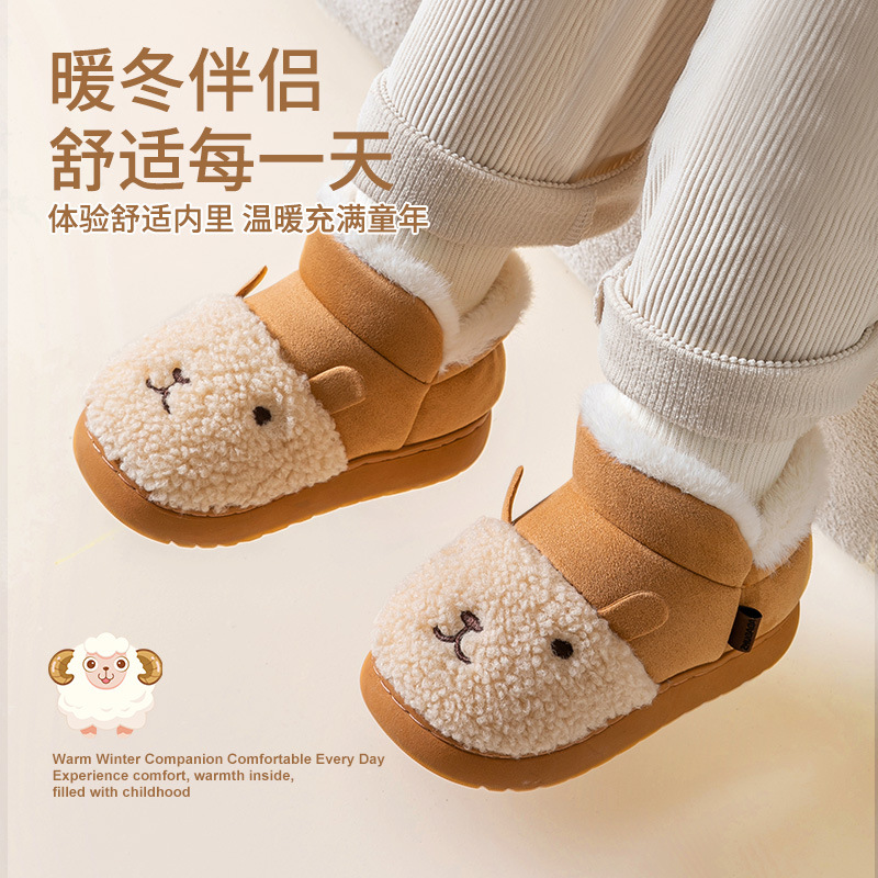 儿童棉鞋男女童可爱卡通加绒厚雪地靴幼儿园小孩宝宝外穿保暖棉鞋