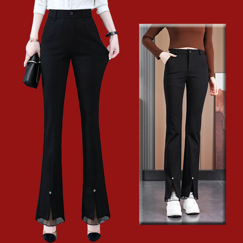 2024春装微喇裤女款爆款小个子九分裤黑色喇叭裤女士休闲时尚长裤