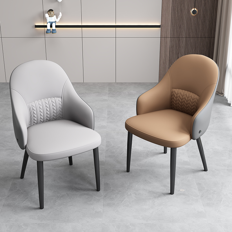 轻奢意式餐椅凳子家用餐厅酒店靠背椅现代美甲化妆麻将椅皮革椅子