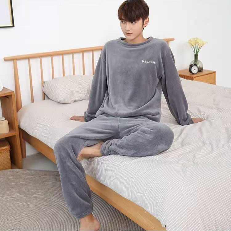 珊瑚绒冬季睡衣男加绒加厚大码长袖长裤可外穿冬运动家居服套装女
