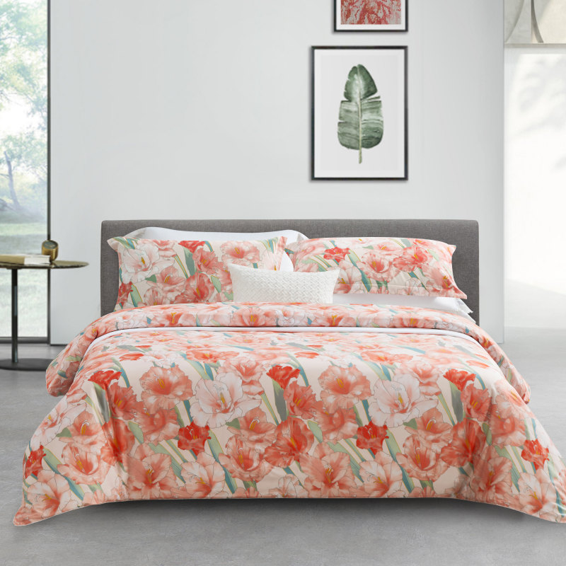 水星家纺 早春上新油墨花设计纯棉柔软四件套油墨花意床品套件