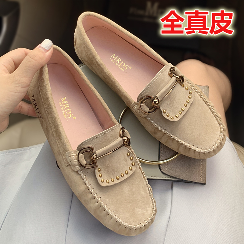 春秋季新款时尚百搭豆豆鞋女平底单鞋软底防滑孕妇鞋瓢鞋奶奶鞋潮