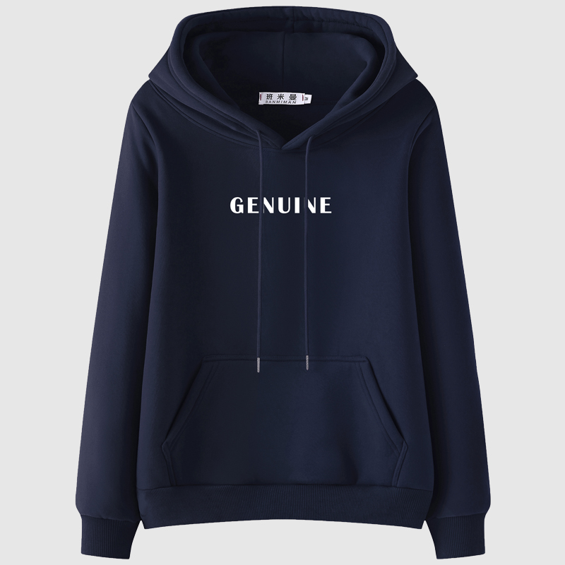 班米曼正肩卫衣女加绒加厚秋冬连帽大码显瘦春季薄款藏蓝美式外套