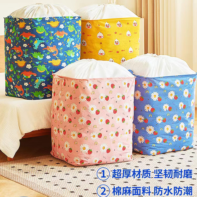 150L加厚棉麻衣服被子收纳袋大容量家用防潮束口搬家可用收纳箱