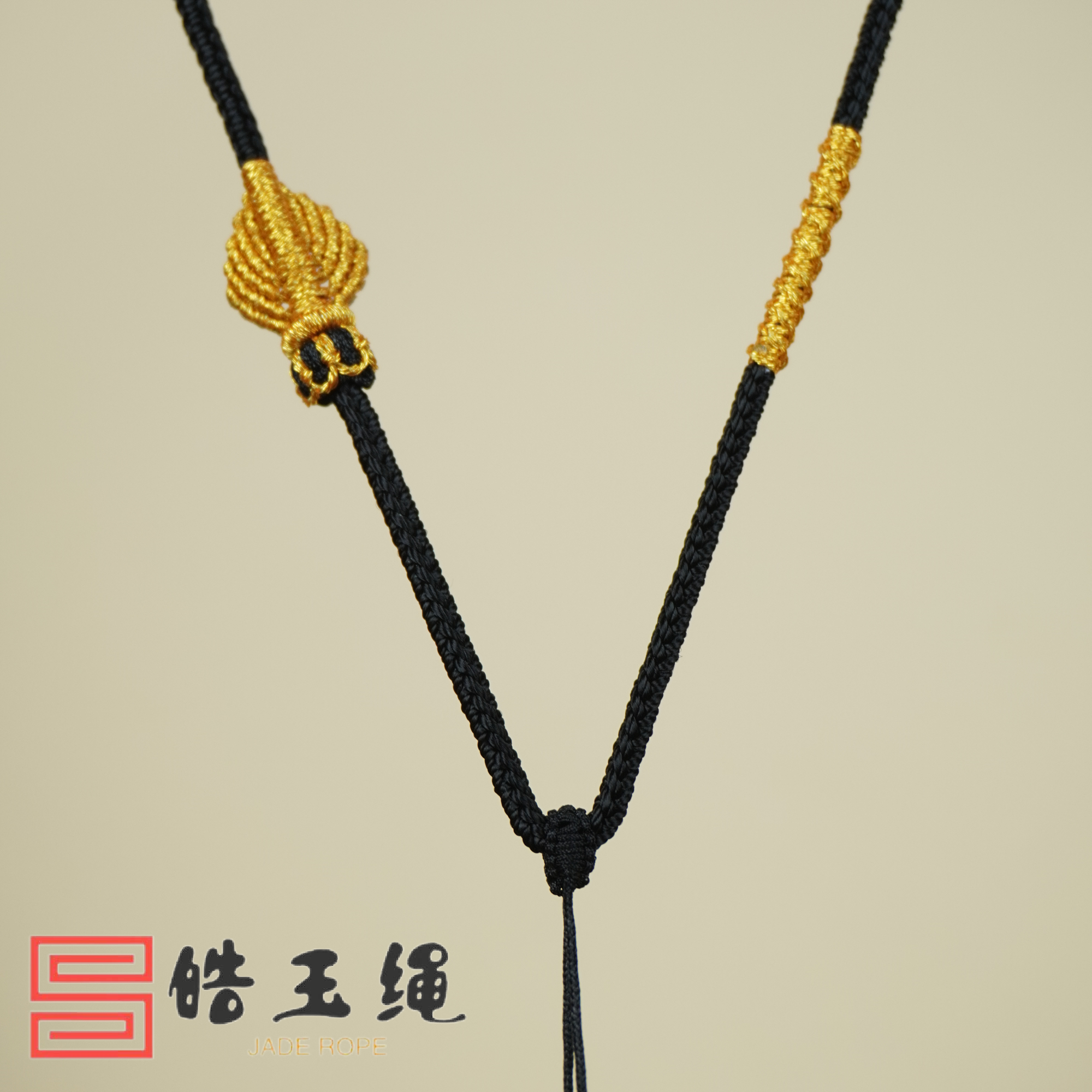 【皓玉绳】纯手工八股辫金叶女款国风锁骨链挂件绳